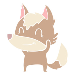 friendly flat color style cartoon wolf