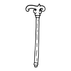 line drawing cartoon walking stick