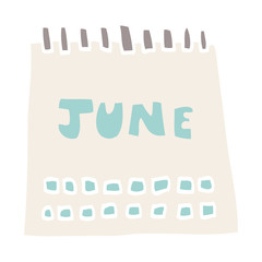 cartoon doodle calendar showing month of june