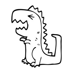 line drawing cartoon roaring t rex