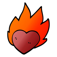 cartoon doodle flaming heart