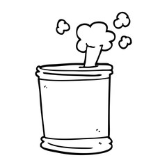 line drawing cartoon bursting can of food