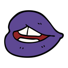 cartoon doodle purple lips