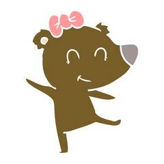 female bear flat color style cartoon