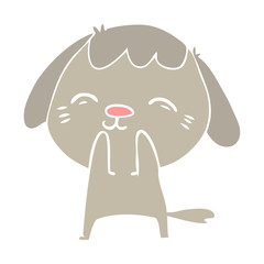 happy flat color style cartoon dog