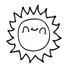 line drawing cartoon happy sunshine