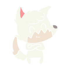 flat color style cartoon friendly fox