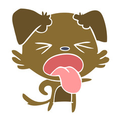 flat color style cartoon disgusted dog