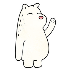 cartoon doodle polar bear waving