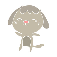 happy flat color style cartoon dog