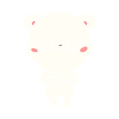 peaceful flat color style cartoon polar bear