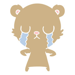 crying flat color style cartoon bear