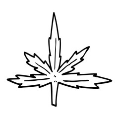 line drawing cartoon marijuana leaf
