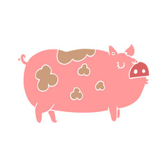 flat color style cartoon pig
