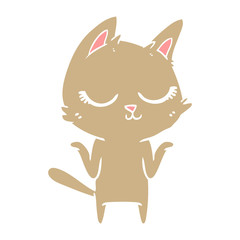 calm flat color style cartoon cat