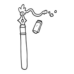 line drawing cartoon fountain pen