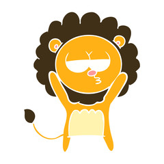 flat color style cartoon bored lion