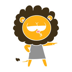 flat color style cartoon bored lion