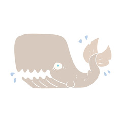 flat color illustration of a cartoon angry whale