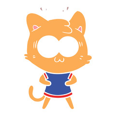 flat color style cartoon surprised cat