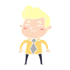 happy flat color style cartoon man