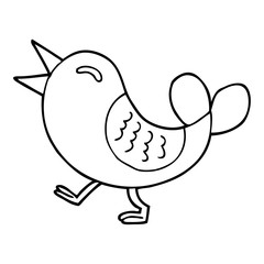 line drawing cartoon red bird