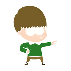 Obraz premium nervous flat color style cartoon boy pointing