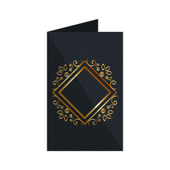 card with elegant rhombus golden frame