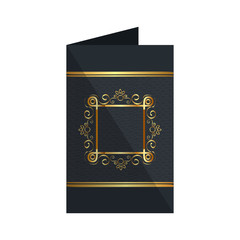 card with elegant square golden frame