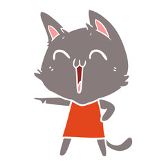happy flat color style cartoon cat
