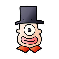 cartoon doodle cyclops in top hat