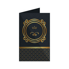 card with elegant circular golden frame