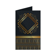 card with elegant rhombus golden frame