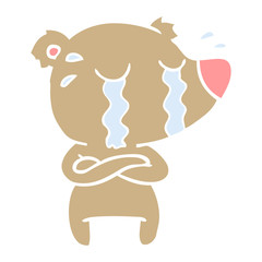 Fototapeta premium flat color style cartoon crying bear
