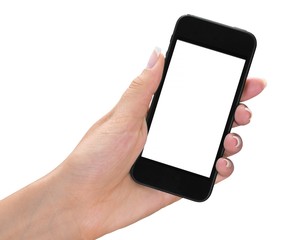 Hand Holding an iPhone with Blank Screen