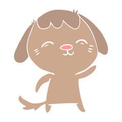 happy flat color style cartoon dog