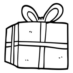 line drawing cartoon wrapped present