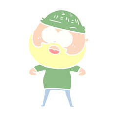 flat color style cartoon surprised bearded man