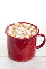 Mug of Hot Chocolate in a Red Metal Mug