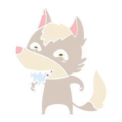 flat color style cartoon hungry wolf