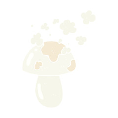 flat color illustration of a cartoon mushroom