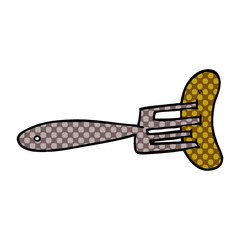 cartoon doodle sausage on fork