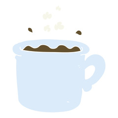 flat color illustration of a cartoon coffee cup