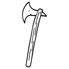line drawing cartoon golden large axe