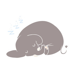 flat color style cartoon sleeping elephant