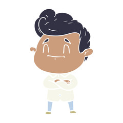 happy flat color style cartoon man