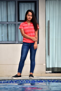 Beautiful Minority Girl Waiting Standing