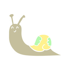 cute flat color style cartoon snail