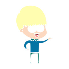 happy flat color style cartoon boy