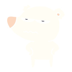 angry bear polar flat color style cartoon